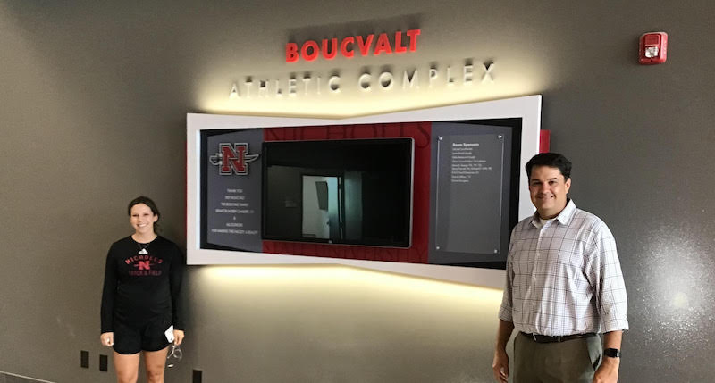 Digital Hall of fame wall at Nicholls State University
