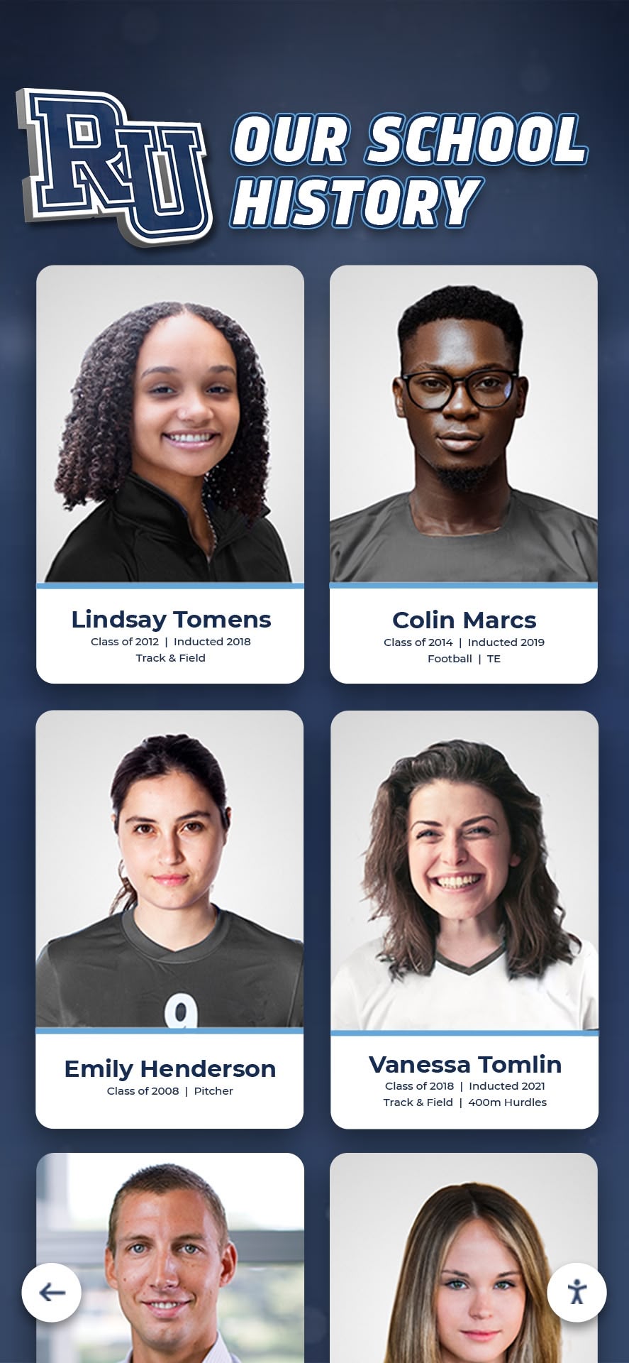 school history alumni athlete portrait cards