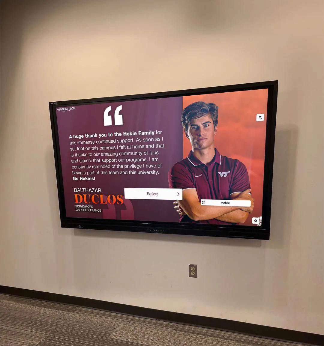 Virginia Tech digital hall of fame installation